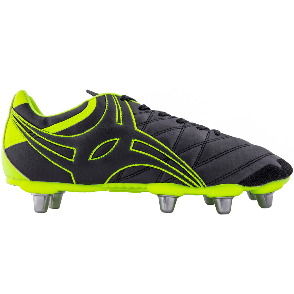 2600 RSIA19 87385026 Boot Sidestep X9 Lo 8 Stud Black _ Neon Yellow, Outstep